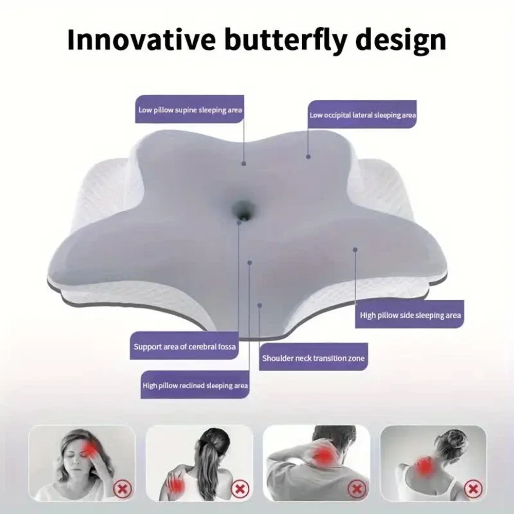 Memory Foam Orthopedic Pillow Neck Pain - Hafızalı Köpük Yastıklar, Kelebek Şeklinde, Rahatlatıcı,