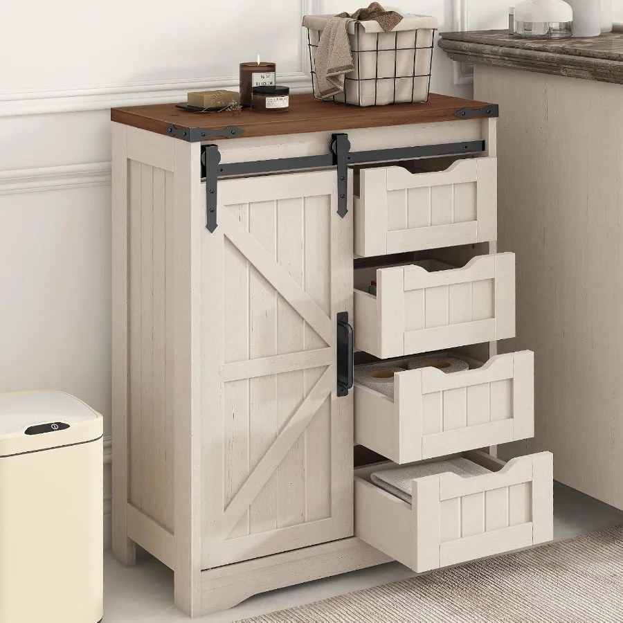 Kitchen - 4 çekmeceli ve sürgülü kapılı, beyaz